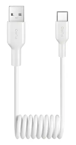 Puro Spirálový datový kabel bílá / Datový kabel / USB-A - USB-C / 10 W / 1 m