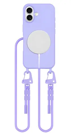Tech-Protect MagNecklace fialová / Kryt / Apple iPhone 16 / MagSafe / šňůrka na krk