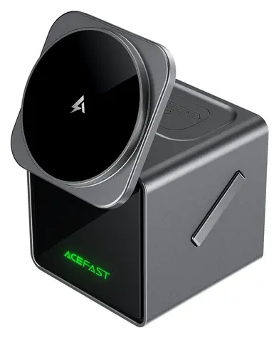 Acefast E34 šedá / Bezdrátová nabíječka / 3v1 / 22,5W / vestavěný kabel