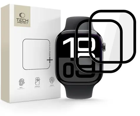 Tech-Protect Glass Flex+ černá / Hybridní sklo / Apple Watch 10 (46 mm) / 2 ks