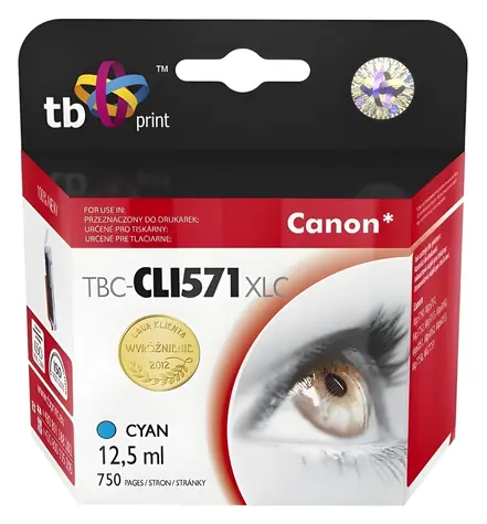 TB Kompatibilní cartridge CLI-571XL pro tiskárny Canon tyrkysová / Inkoustová náplň / 645 stran / 12,5 ml