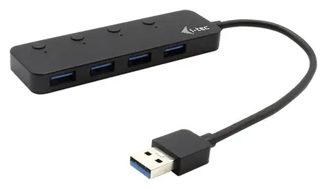 i-tec USB 3.0 Metal HUB 4 Port / USB hub / 4x USB 3.0 / Přepínače portů / Volitelné napájení