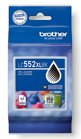 Brother LC-552XLBK černá / Inkoustová cartridge / XL / pigmentová / 3000 stran / MFC-J3660DW, MFC-J3960DW