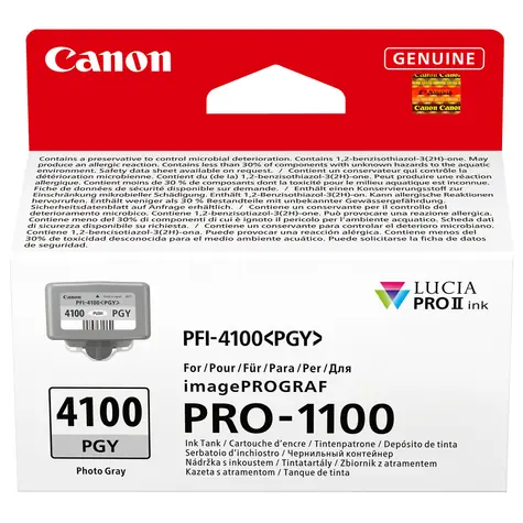 Canon PFI-4100PGY / Inkoustová cartridge / imagePROGRAF PRO-1100 / photo šedá / 80 ml