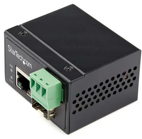 StarTech Průmyslový mediakonvertor SFP-RJ45 černá / Mediakonvertor / 100 Mbit/s / RJ45 / -40 až 75 °C