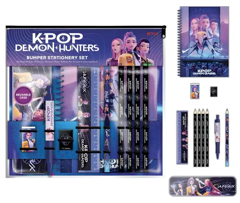 PYRAMID Školní set K-pop Demon Hunters / Velký / A5 zápisník, penál, psací potřeby