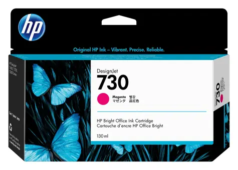 HP 730 purpurová / Inkoustová cartridge / 130 ml / pro DesignJet T1700