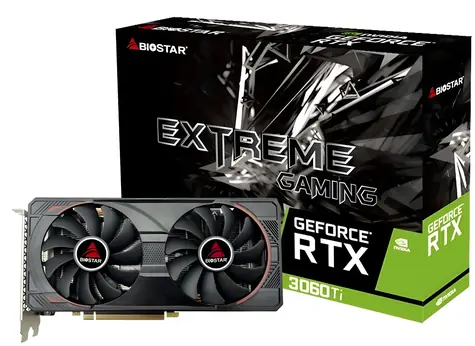 Biostar GeForce RTX 3060 Ti 8GB / Grafická karta / 1665 MHz / 8GB GDDR6 / 256-bit / 1x HDMI + 3x DP / (8)
