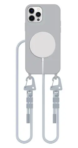 Tech-Protect Magnecklace MagSafe šedá / Kryt / Apple iPhone 12 / 12 Pro / MagSafe / šňůrka na krk