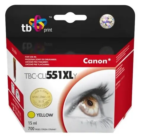 TB Cartridge CLI-551XL žlutá / Cartridge / Canon Pixma MG5450, MG6350, iP7250, MX925 / 15 ml / 700 stran