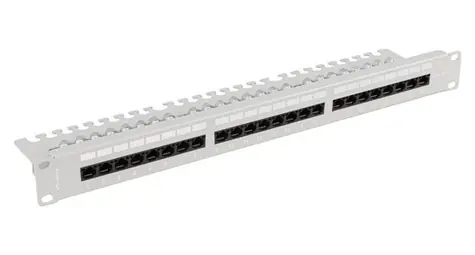 Lanberg šedý / Patch panel / 24 portů / Cat6A / UTP / s policí / 1U / 19