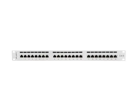 Lanberg šedý / Patch panel / 24 portů / RJ-45 / CAT6 / FTP stíněný / 1U / 19