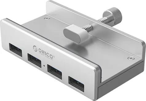 Orico USB hub s upínací svorkou / USB hub / 4x USB-A / USB 3.0 Gen1 / hliníkové tělo