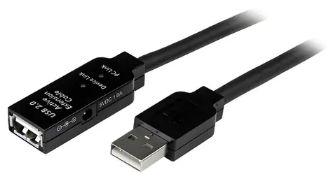StarTech Aktivní prodlužovací kabel USB 2.0 černá / Kabel USB / A-M - A-F / napájecí adaptér / 15 m