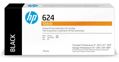 HP 624 černá / Inkoustová náplň / pro HP Stitch S300 / 775 ml