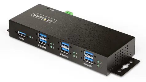 StarTech / USB hub / průmyslový / řízený / 7 portů / USB 3.2 Gen 2 / kov