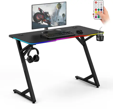SENSE7 VOLT RGB černý / Herní stůl / 120x60 cm