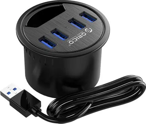 Orico USB Hub 4x USB-A do otvoru v desce stolu / USB Hub / 4x USB-A 3.1 Gen 1 / průměr otvoru 6 cm / 5 Gbps