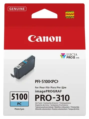 Canon PFI-5100PC foto azurová / Cartridge / imagePROGRAF PRO-310 / 14,4 ml / Originální