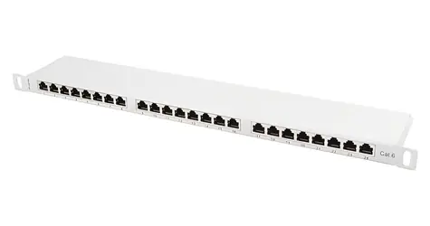 Lanberg šedý / Patch panel / 24 portů / RJ-45 / CAT6 / FTP stíněný / 0,5U / 19