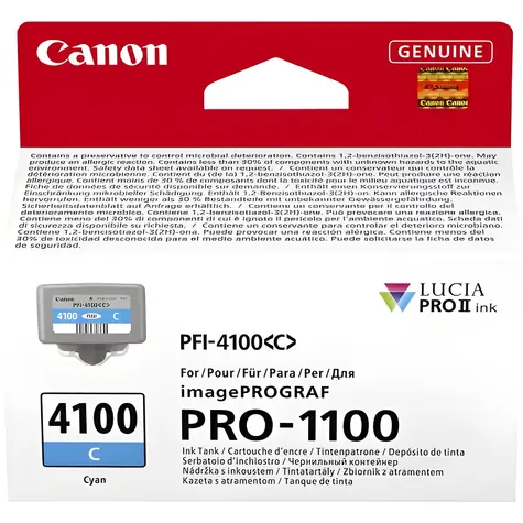 Canon PFI-4100C / Inkoustová cartridge / Azurová / 80 ml / ImagePROGRAF PRO-1100