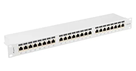 Lanberg šedý / Patch panel / 24 portů / RJ-45 / CAT6A / FTP stíněný / 1U / 19