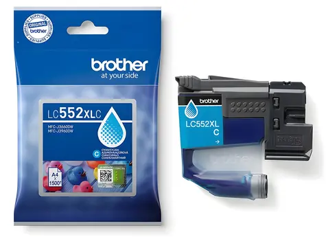 Brother LC-552XLC azurová / Inkoustová cartridge / XL / pigmentová / 1500 stran / MFC-J3660DW, MFC-J3960DW