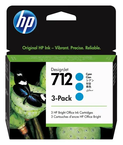 HP 712 3-Pack azurová / Inkoustová kazeta / DesignJet T210, T230, T250, T630, T650 / 3× 29 ml