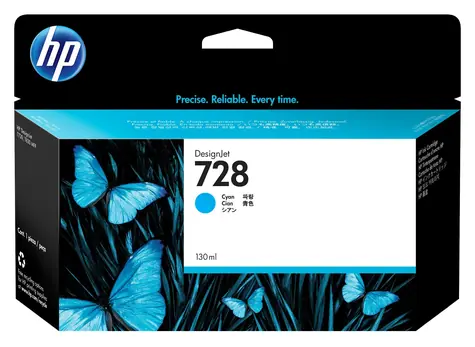 HP 728 azurová / Inkoustová cartridge / DesignJet T730, T830 / 130 ml