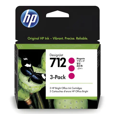HP 712 3-Pack purpurová / Inkoustová kazeta / DesignJet T210, T230, T250, T630, T650 / 3× 29 ml