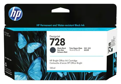 HP 728 matná černá / Inkoustová cartridge / DesignJet T730 & T830 / 130 ml