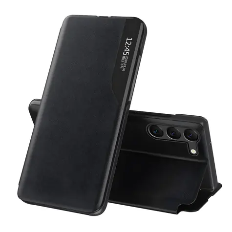 Hurtel Eco Leather View Case černá / Pouzdro s okénkem / Xiaomi Redmi 13C, POCO C65