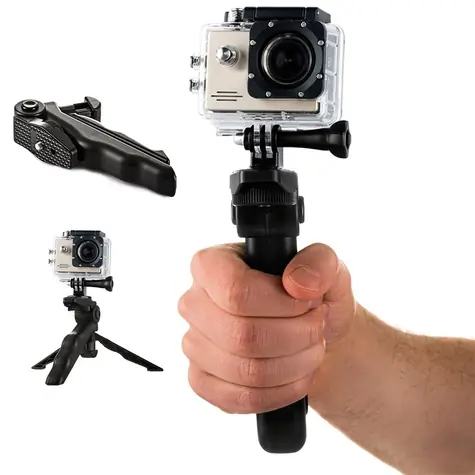 Hurtel Držák s mini stativem pro GoPro a SJCAM černá / Stativ / Držák akční kamery