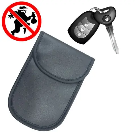 Hurtel Faraday pouzdro na autoklíče proti Keyless krádeži černé / Obal na klíče / 14 × 10 cm / Blokace signálu