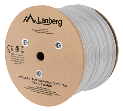 Lanberg Cat5e S/FTP šedá / Síťový kabel / 305 m / drát / CU / LSOH / CPR / Fluke Test