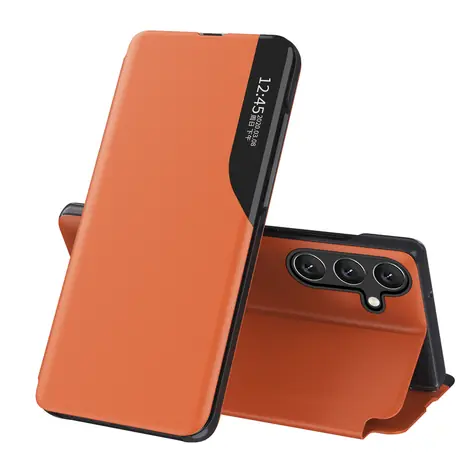 Hurtel Eco Leather View pouzdro oranžová / Pouzdro / Eko-kůže / Flip / Stojánek / pro Samsung Galaxy A26