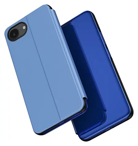 Hurtel Clear View iPhone 16e a 17e modrá / Flipové pouzdro / Apple / Průhledné okénko