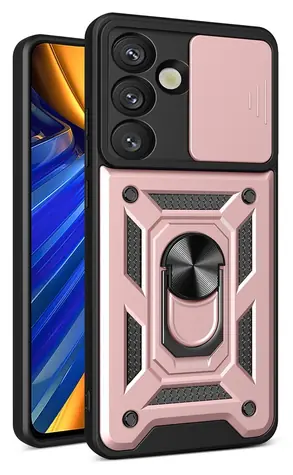 Hurtel Hybrid Armor Camshield růžová / Kryt / Samsung Galaxy S25 / kryt kamery / kovový kroužek
