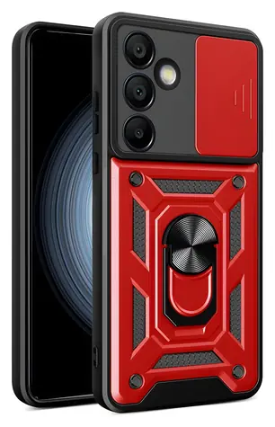 Hurtel Hybrid Armor CamShield pro Samsung Galaxy S25+ červená / Pouzdro / Kryt kamery / Kovový kroužek