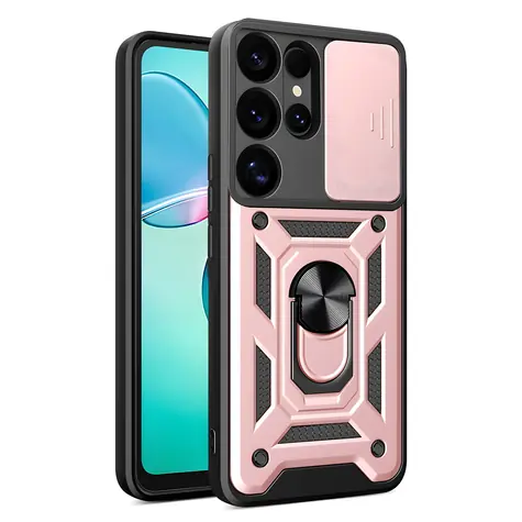 Hurtel Hybrid Armor Camshield růžová / Kryt / Samsung Galaxy S25 Ultra / kryt kamery / kovový kroužek