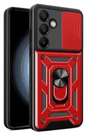 Hurtel Hybrid Armor Camshield červená / Ochranný kryt s krytkou kamery / Samsung Galaxy S24 FE