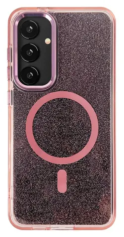 Wozinsky Glitter Case MagSafe růžová s třpytkami / Zadní kryt / Samsung Galaxy S24 FE / Třpytivý vzhled