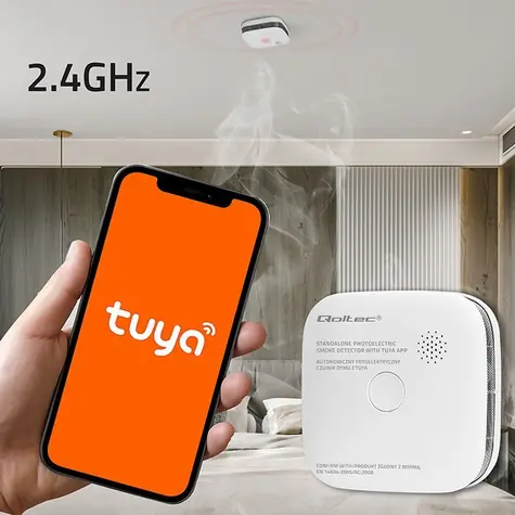 Qoltec Bezdrátový detektor kouře / Detektor kouře / Wi-Fi / Tuya / alarm 85 dB / LED