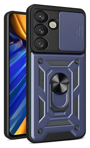 Hurtel Hybrid Armor Camshield modrá / Ochranný kryt pro Samsung Galaxy S25 Edge / kryt fotoaparátu / stojánek