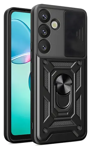 Hurtel Hybrid Armor Camshield černá / Kryt / Ochrana kamery / Kovový kroužek / Samsung Galaxy S25+