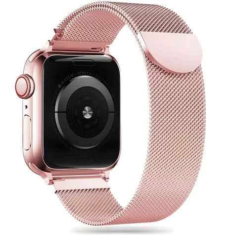 Tech-Protect MilaneseBand růžová / Řemínek milánský tah / pro Apple Watch Series 4-9, SE, Ultra 1 a 2 / 42/44/45/49 mm