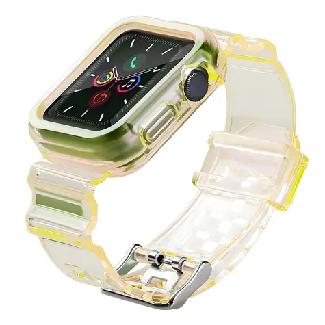 Hurtel Case Strap žlutá / Kryt s řemínkem / Apple Watch 44 mm / Silikonový