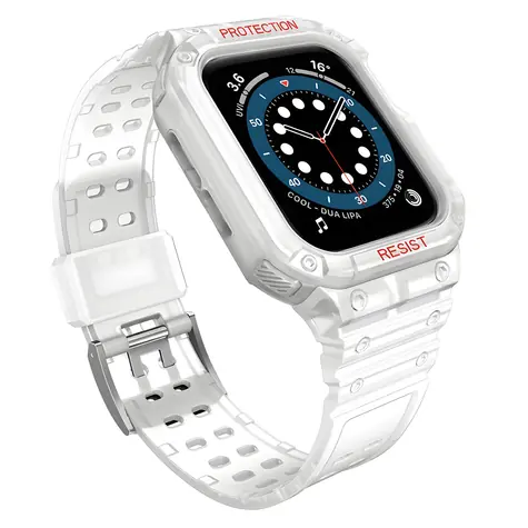 Hurtel Apple Watch 42/44/45 mm transparentní / Ochranný kryt s řemínkem / zesílené provedení