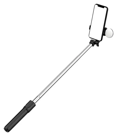 Hurtel WR1YXS Selfie tyč černá / Selfie tyč se stativem / Teleskopická 0,71 m / Kruhové světlo
