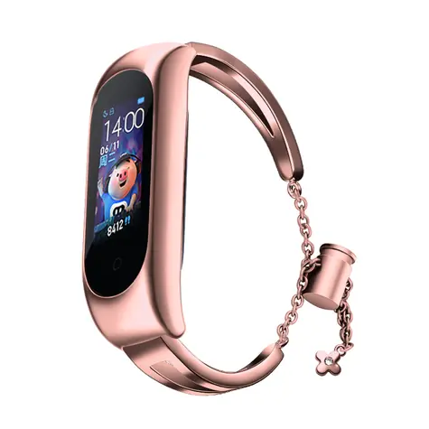 Hurtel kovový řemínek pro Xiaomi Mi Band 3/4/5/6 růžová / Řemínek / Kovové provedení
